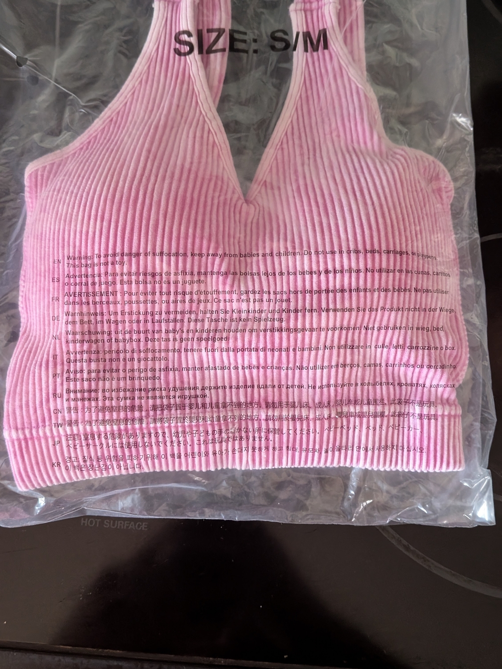 Ribbed Pink V-Neck Bralette — Seamless Comfort Crop Top